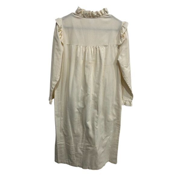 Vintage Barbizon Helena Ruffle Zip Front Nightgown Cream Sz Small Embroidered - Picture 2 of 10